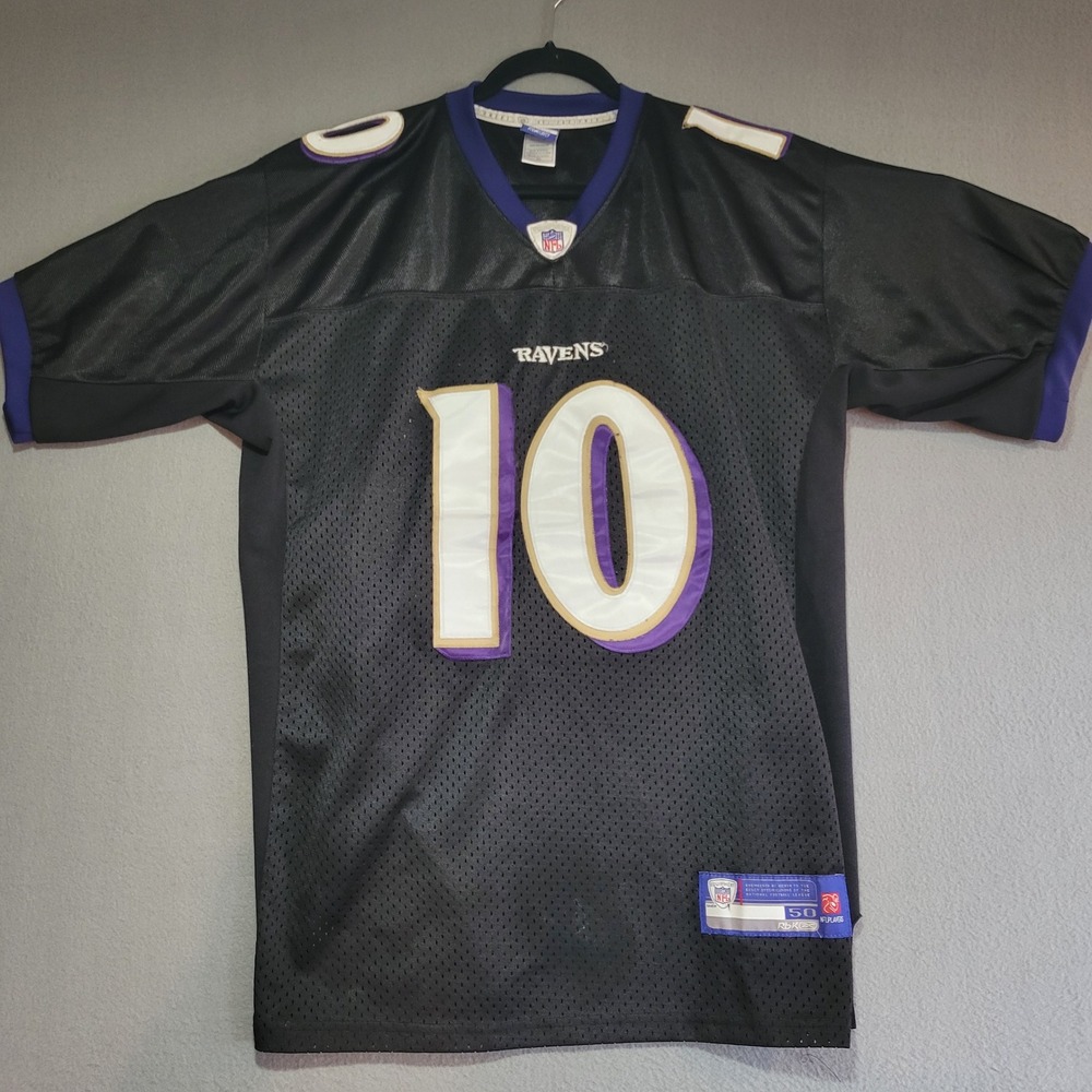 Baltimore Ravens Troy Smith 10 Reebok NFL Black Mesh Football Jersey Men Size 50